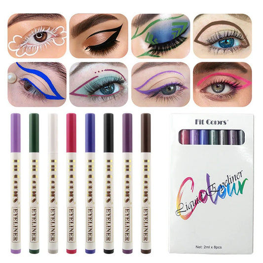 New 8 Colours Eyeliner Set Quick-drying Easy To Color Makeup Eye Liner Long Lasting